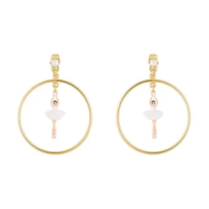 Сережки MINI Pas de Deux Біла балерина з обручем
