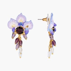 Сережки L'OMBRE DES FLEURS-У тіні квітів квітка Гліцинії з каменем