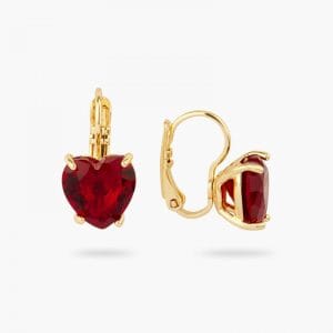 Сережки La Diamantine з червоним гранатом серця