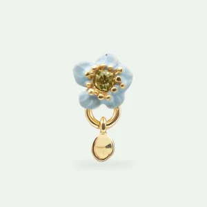 Сережки-Одинарна сережка з блакитною квіткою