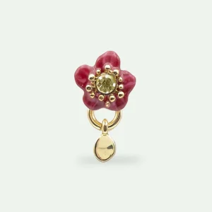 Сережки-Одинарна сережка з фіолетовою квіткою